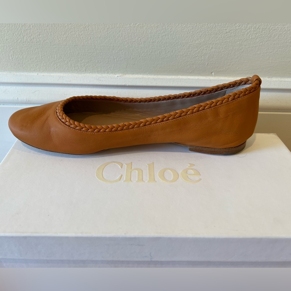 CHLOÉ Elah Ballerina Flats Lambskin Brown (39)